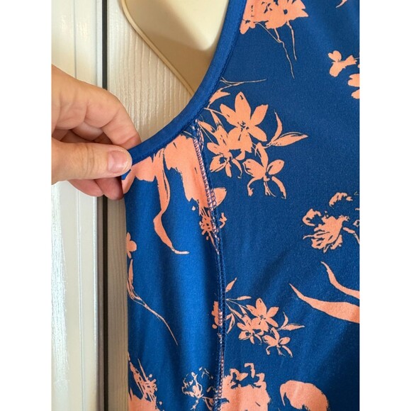 J.JILL  Sleeveless Active Dress Short Sz XS Blue Peach Floral 1/4 Zip Knit Beach - Picture 8 of 10
